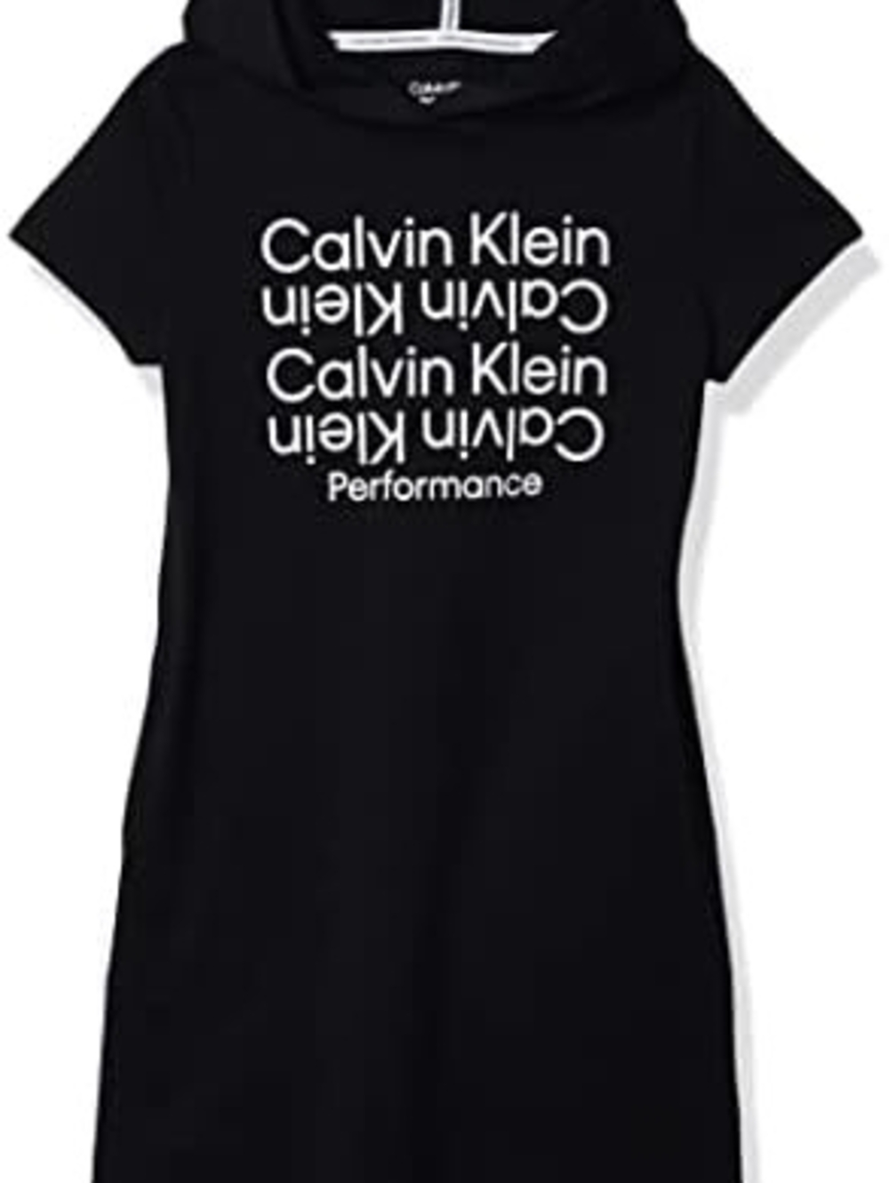 Calvin Klein Black Short Sleeve Hoodie Dress with White Logo